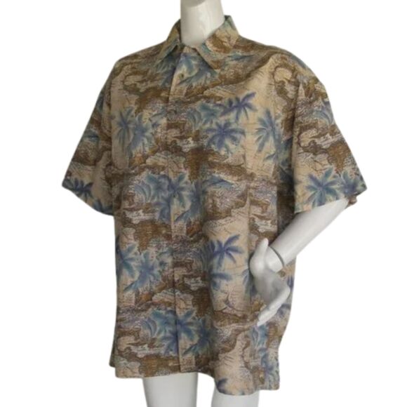 Vintage PIERRE CARDIN Camp shirt, XL, Map all over, Button Front, short sleeves - Picture 3 of 10